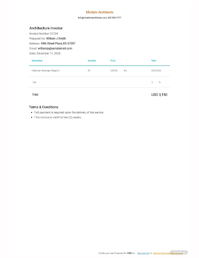 architecture invoice template