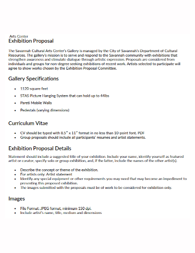 art center exhibition proposal