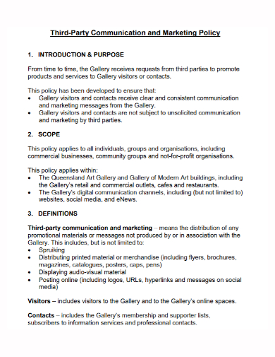 art gallery marketing policy