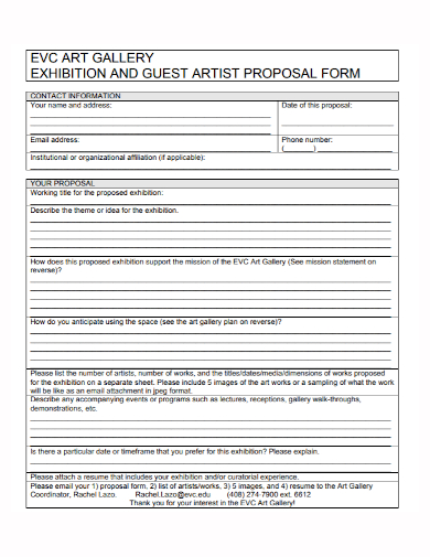 artist gallery exhibition proposal