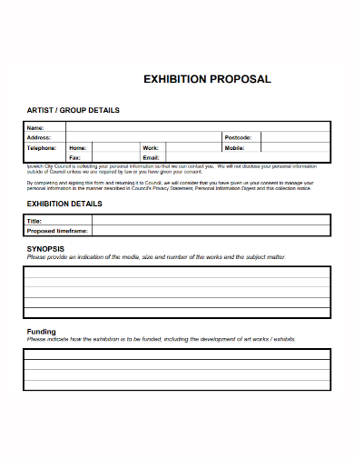 artist group exhibition proposal