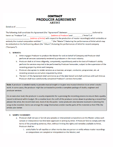 artist producer agreement contract