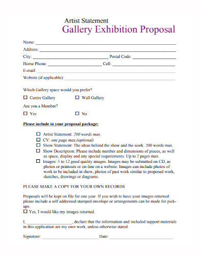 artist statement exhibition proposal