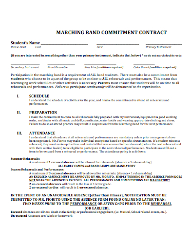 band performance commitment contract