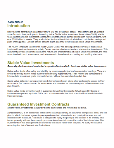bank group investment contract
