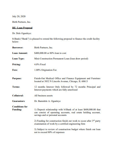 bank loan proposal