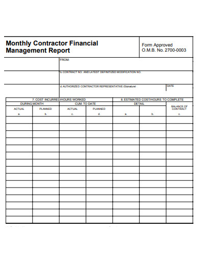 basic monthly management budget report