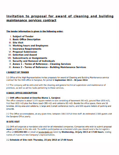 building cleaning maintenance proposal