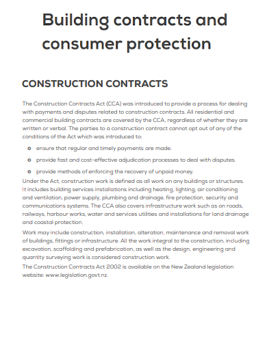 building construction consumer protection contract
