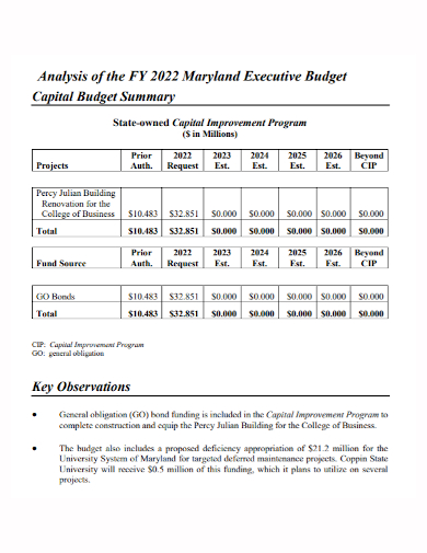business capital budget analysis