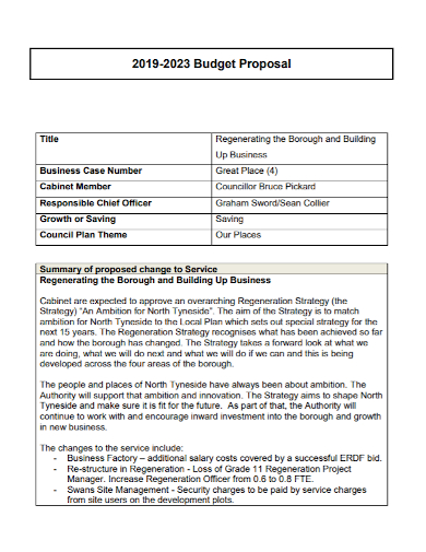 business case budget proposal