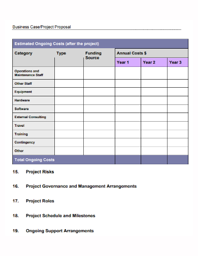 business case cost project proposal