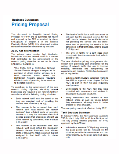 business customer pricing proposal