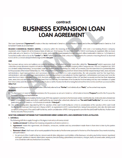 business expansion loan contract