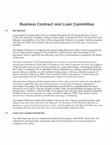 business loan committee contract