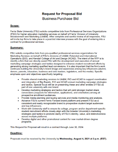 business purchase bid proposal