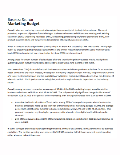 business sector marketing budget