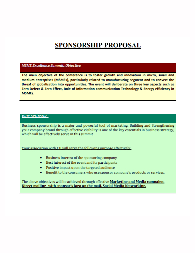 business sponsorship proposal