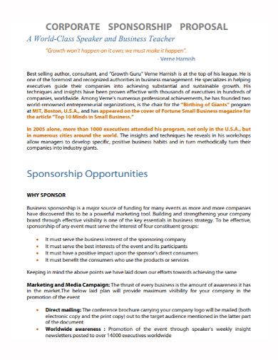 business teacher sponsorship proposal