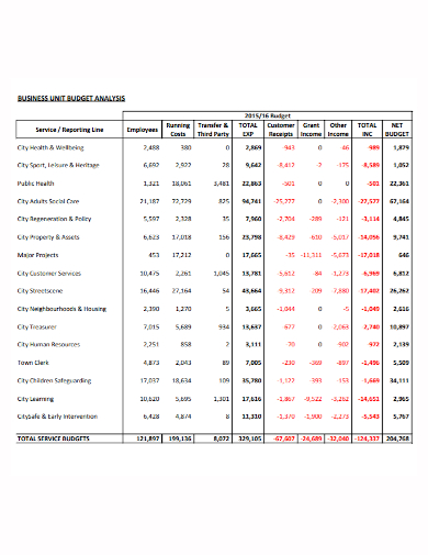 business unit budget analysis