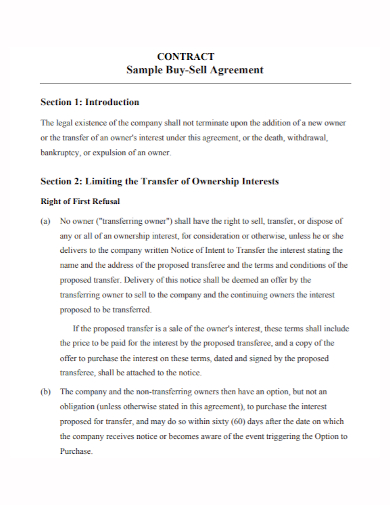 buy and sell agreement contract