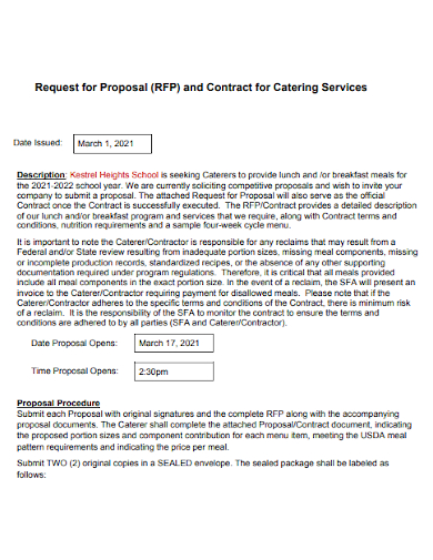 catering contract request for proposal