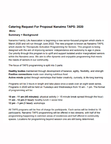 catering menu request for proposal