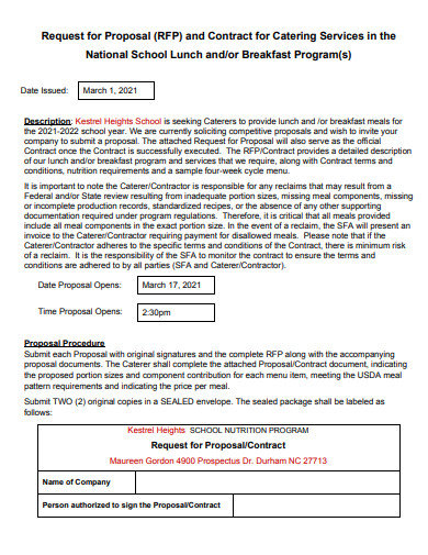 catering services business contract proposal