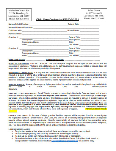 child care contract example