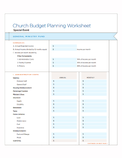 church event budget planning worksheet