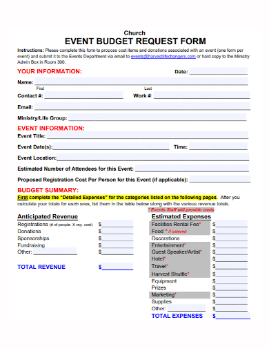 church event budget request form