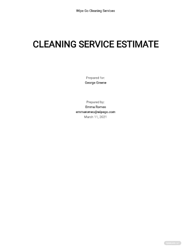 cleaning service estimate template