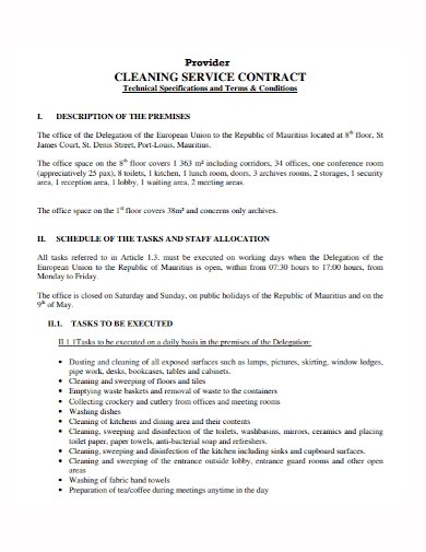 cleaning service technical provider contract