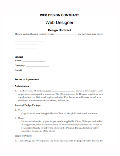 client web designer contract