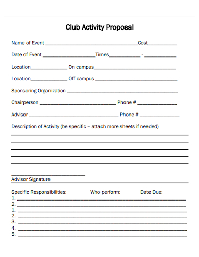 club event activity proposal template
