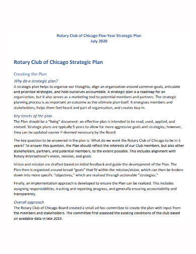 club five year strategic plan