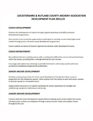 coaching association development plan