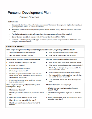 coaching career development plan