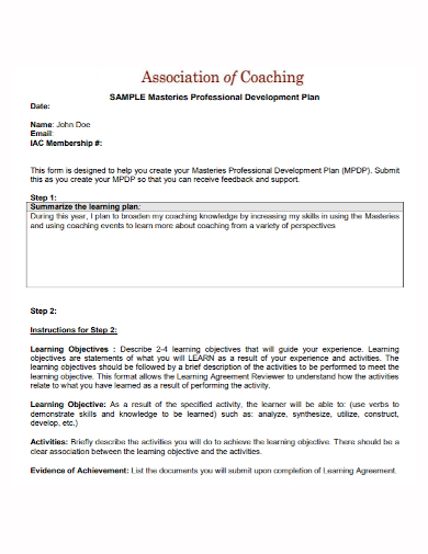 coaching membership development plan
