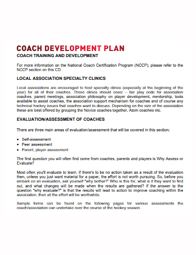 coaching training development plan