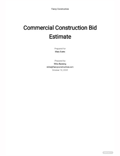 commercial construction bid estimate template