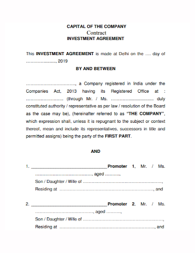 company capital investment contract