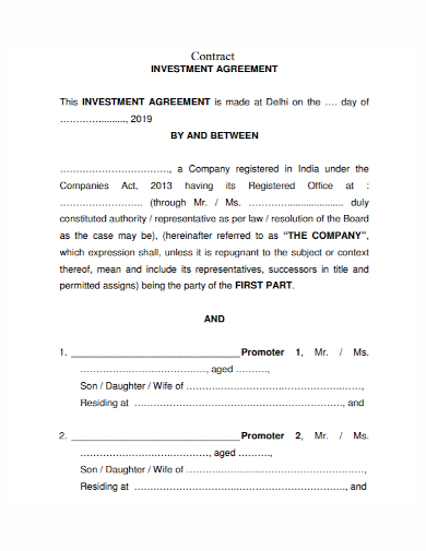 company investment agreement contract