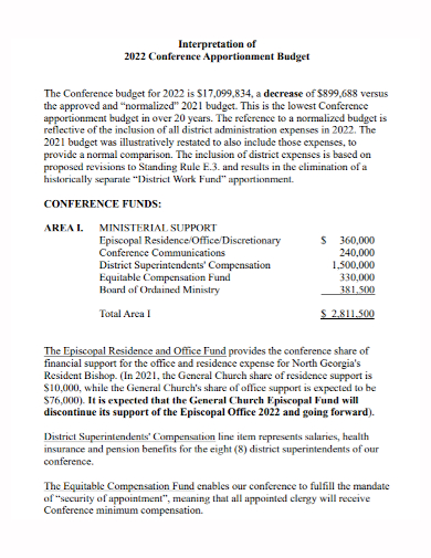 conference apportionment budget