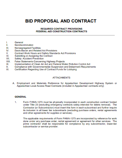 construction contract provisionsproposal