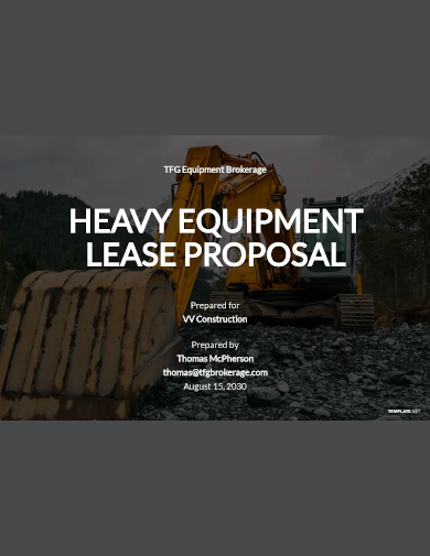 construction heavy equipment lease proposal template