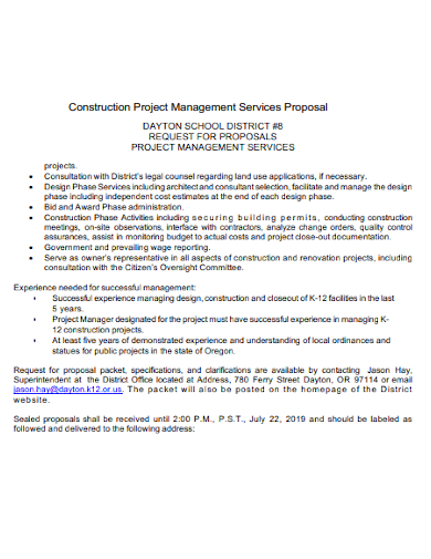 construction project management bid proposal