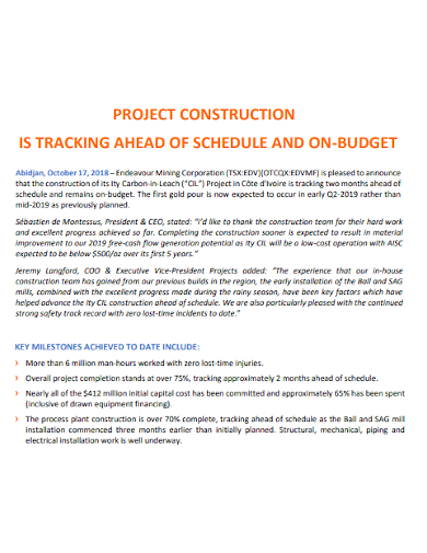 construction project on budget tracking