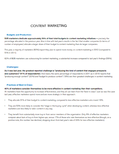 content marketing budget and production
