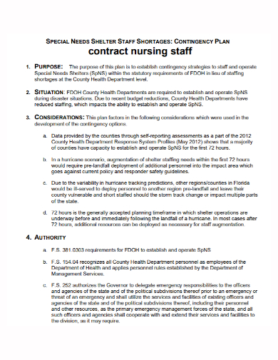 contract nursing staffing plan